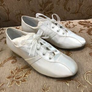 Dye-Able White Satin Fancy Sneaker, Ribbon-Tie Formal Dress Wedding Comfortable